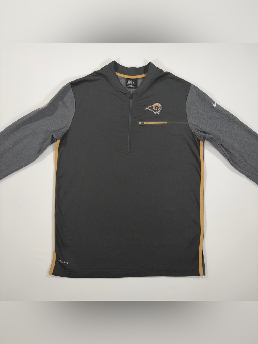 Nike NFL Los Angeles Rams Men's Medium ½ Zip Dri-FIT Sideline Pullover Jacket - Picture 3 of 14